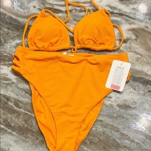 Gianni Bini Orange Textured Bikini Set